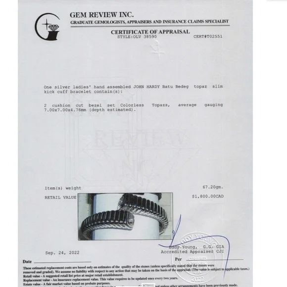 JOHN HARDY Bracelet Batu Bedeg Topaz Slim Kick Cuff - Picture 3 of 5